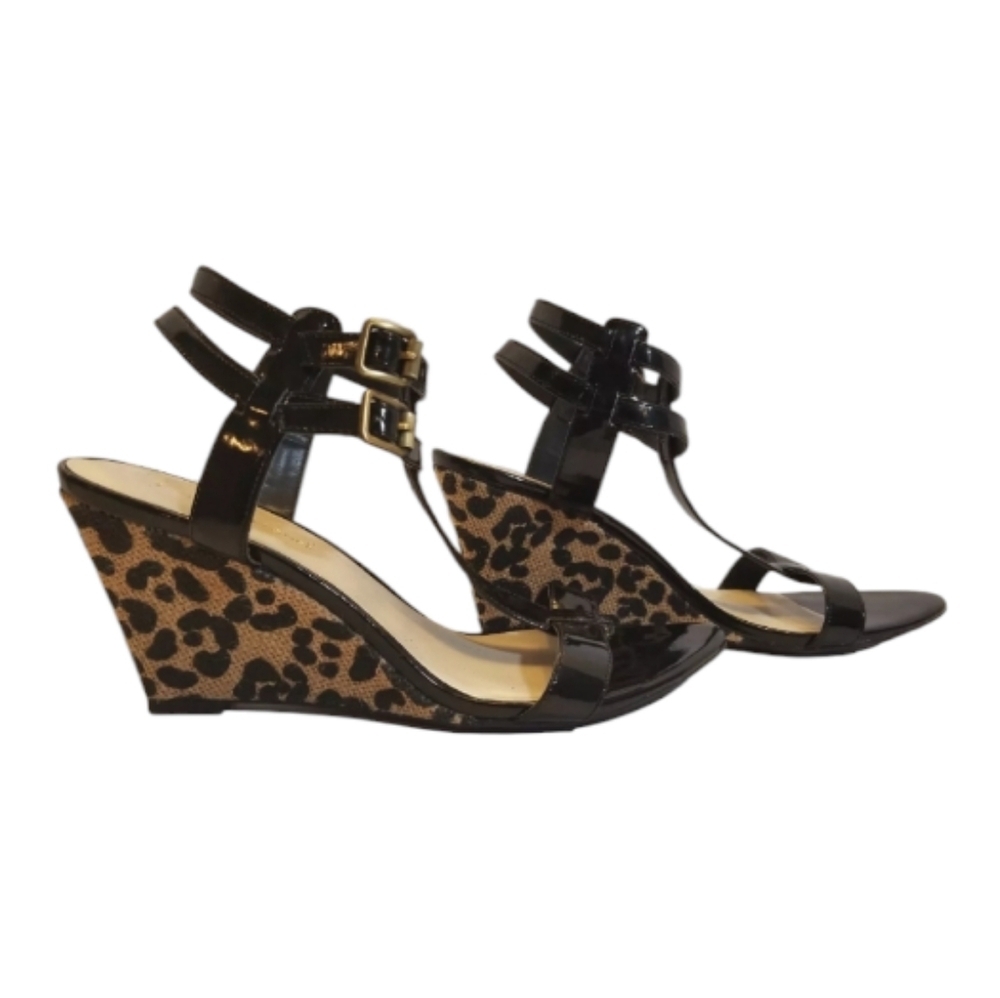 Etienne Aigner Parsnip Leopard Luxury Designer Wedge Sandals - Women's